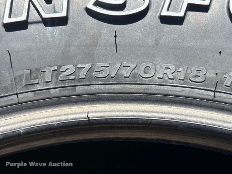 image for item EI5873 (2) Firestone Transforce AT LT275/70R18 tires