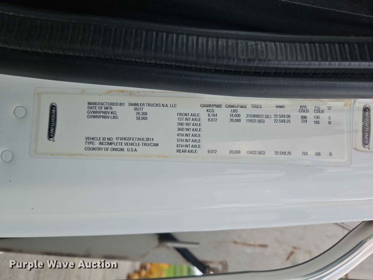 image for item EO7467 2018 Freightliner 108SD dump truck