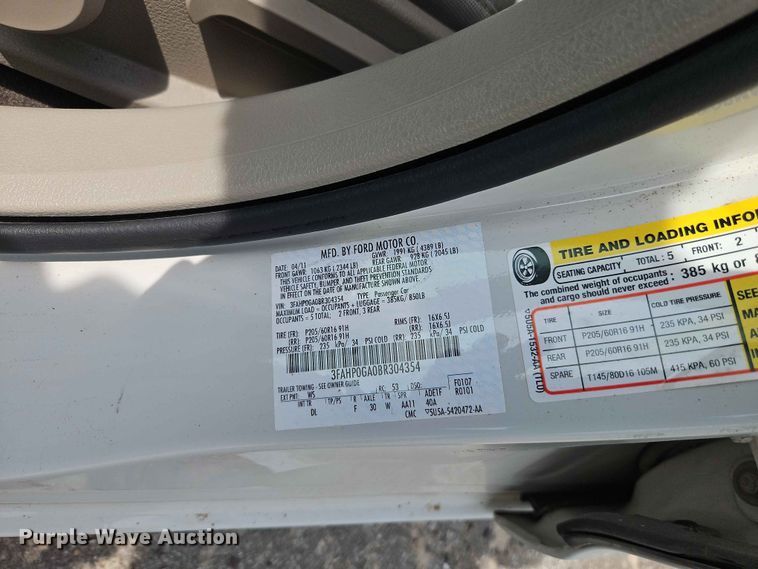 image for item EO7469 2011 Ford Fusion 