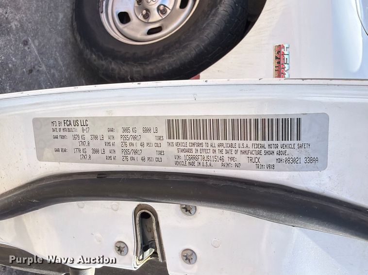 image for item EQ8023 2018 RAM 1500 Ext. Cab pickup truck