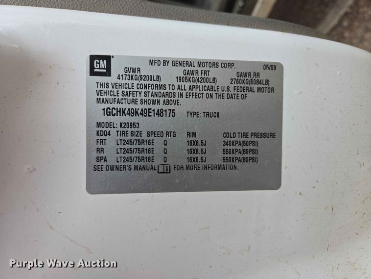 image for item ER1622 2009 Chevrolet Silverado 2500HD Ext. Cab pickup truck