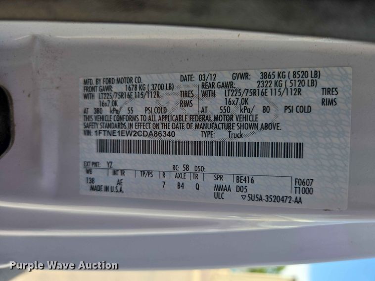 image for item ER1671 2012 Ford E150 van