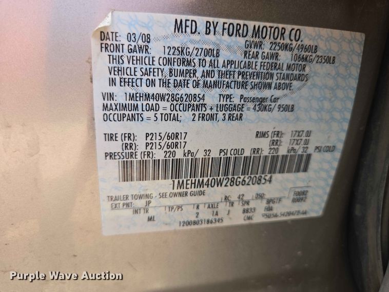 image for item ER1701 2008 Mercury Sable 