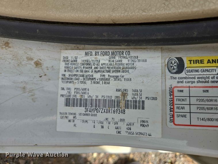 image for item ER1702 2008 Ford Fusion 