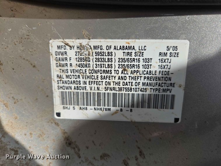 image for item ER1704 2005 Honda Odyssey van