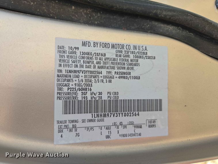 image for item ER1717 2000 Lincoln Continental 