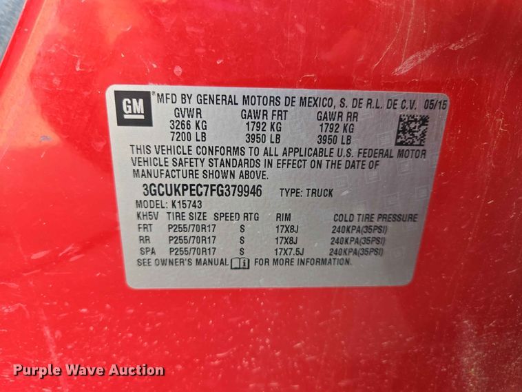 image for item ER1723 2015 Chevrolet Silverado 1500 Crew Cab pickup truck