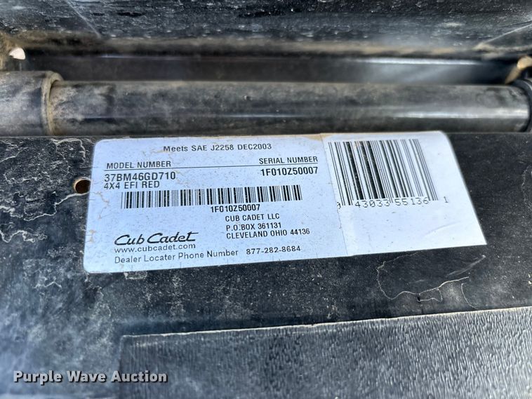 image for item ER3034 2020 Cub Cadet 37BM46GD710 utility vehicle