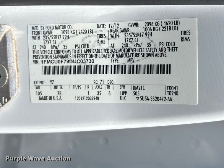 image for item ER7626 2013 Ford Escape SUV