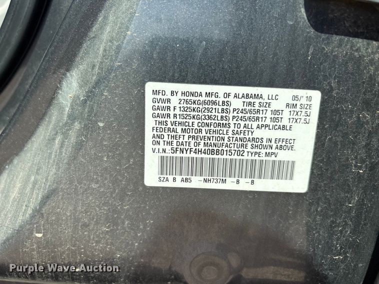 image for item EU5632 2011 Honda Pilot SUV