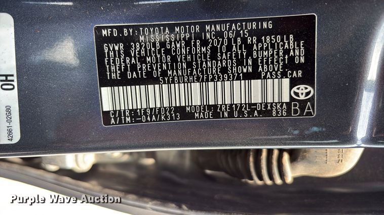 image for item EU5658 2015 Toyota Corolla 