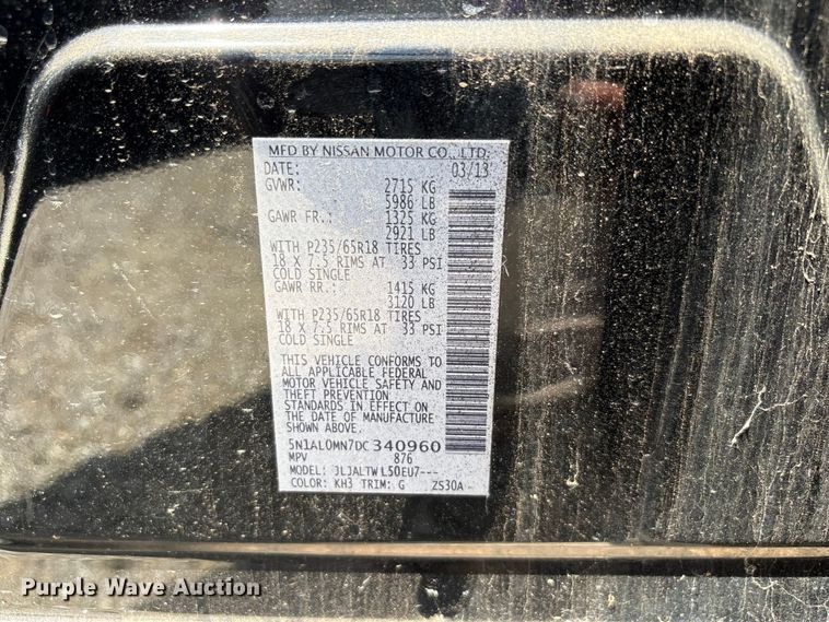 image for item EU5660 2013 Infiniti JX35 SUV