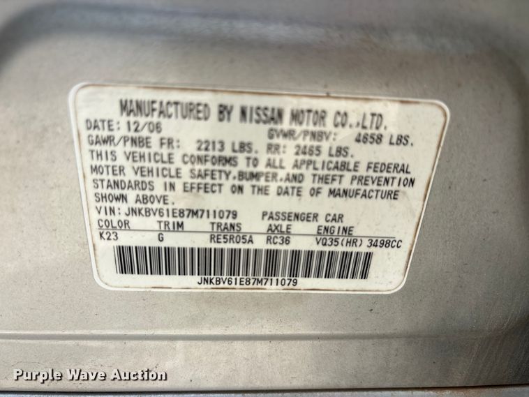 image for item EU5661 2007 Infiniti G35 
