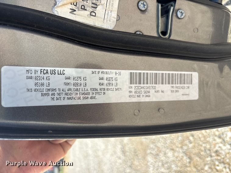 image for item EU5691 2016 Dodge Charger 