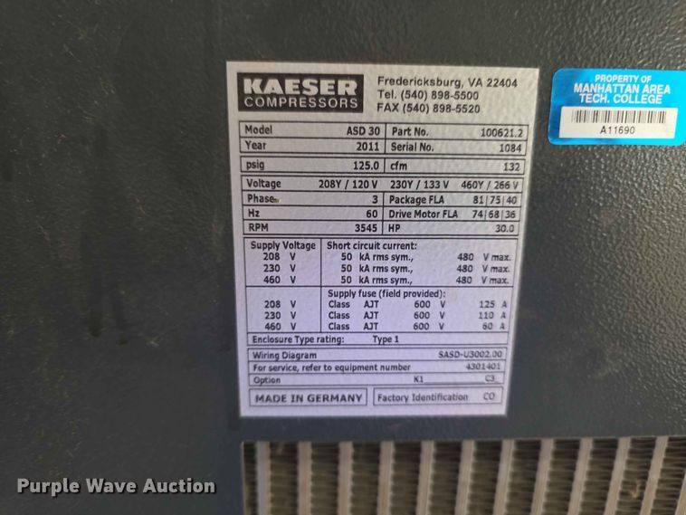 image for item EV2174 2011 Kaesser ASD 30 air compressor