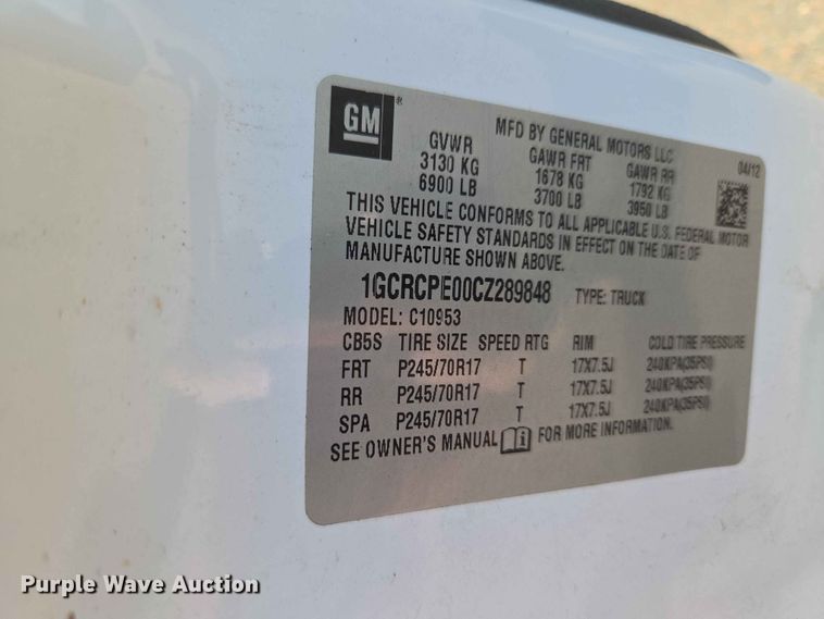 image for item EW0259 2012 Chevrolet Silverado 1500 Ext. Cab pickup truck