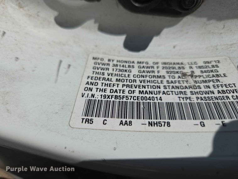 image for item EW0265 2012 Honda Civic 