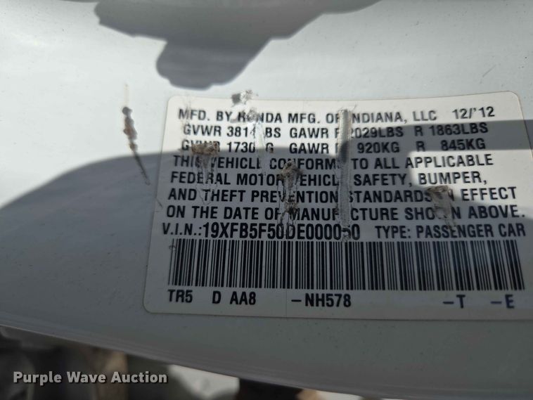 image for item EW0266 2013 Honda Civic 