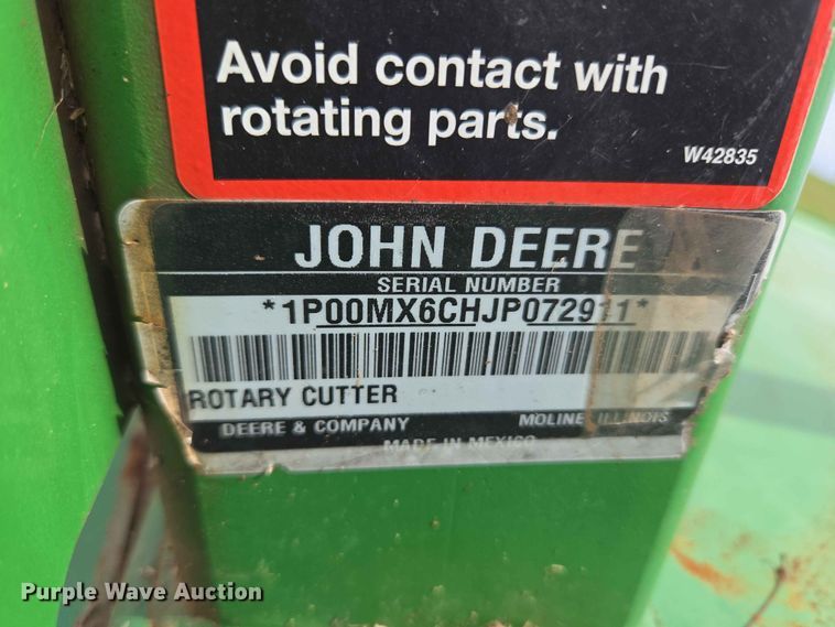 image for item EW0279 John Deere MX6 rotary mower