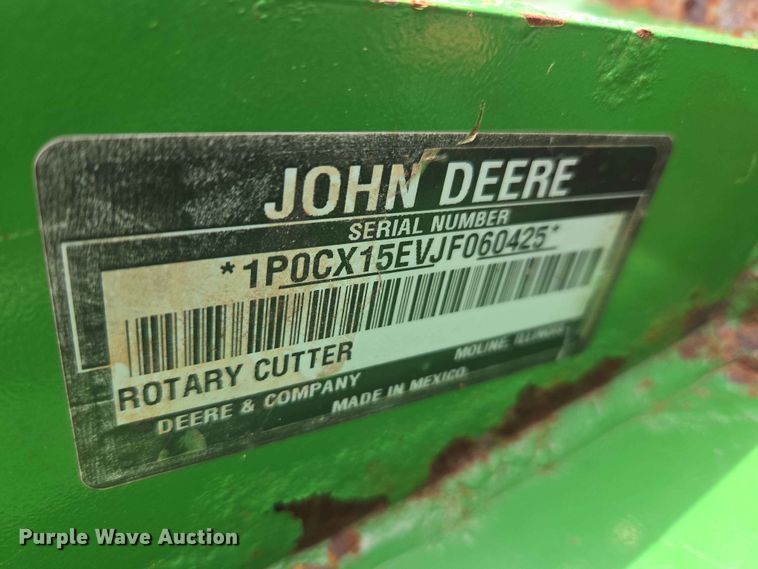 image for item EW0281 John Deere CX15 batwing rotary mower