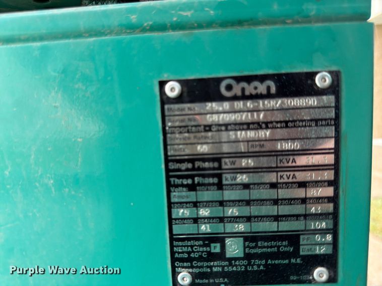 image for item EW4787 Onan 25.0 GenSet generator