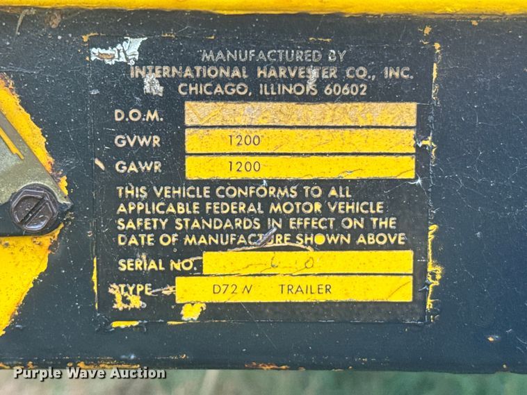 image for item EW4805 International Harvester D72W hay bale trailer