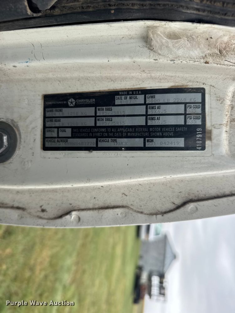 image for item EW4817 1987 Dodge D150 pickup truck