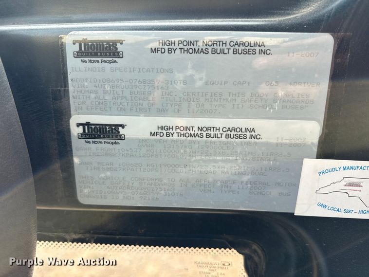 image for item FB6727 2009 Freightliner B2 school bus