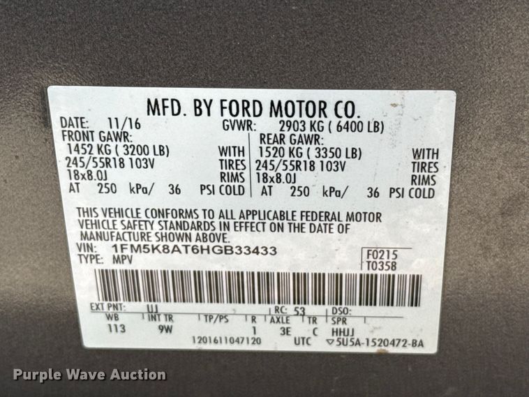 image for item FB6742 2017 Ford Explorer Police SUV