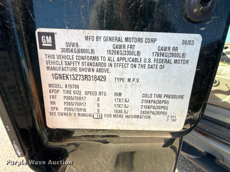 image for item FB6744 2003 Chevrolet Tahoe SUV