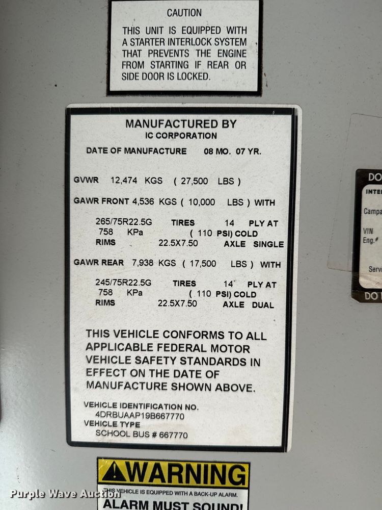 image for item FB6766 2009 IC CE300 school bus