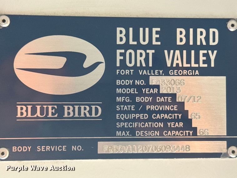 image for item FB7448 2013 Blue Bird BB Conventional school bus