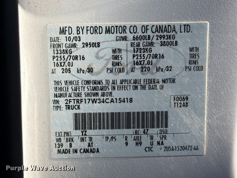 image for item FB8198 2004 Ford F150 pickup truck