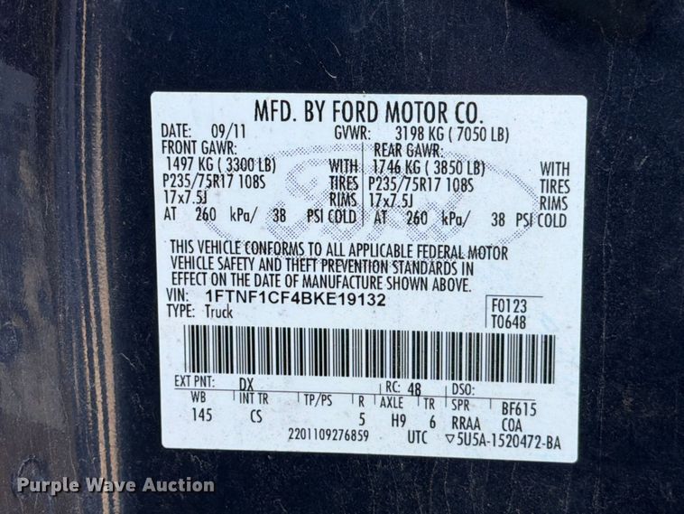 image for item FB8199 2011 Ford F150 pickup truck