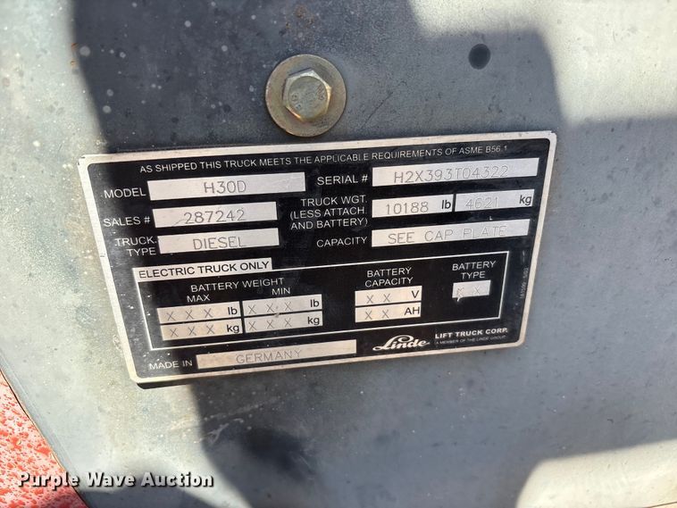 image for item FC2353 Linde H30D forklift