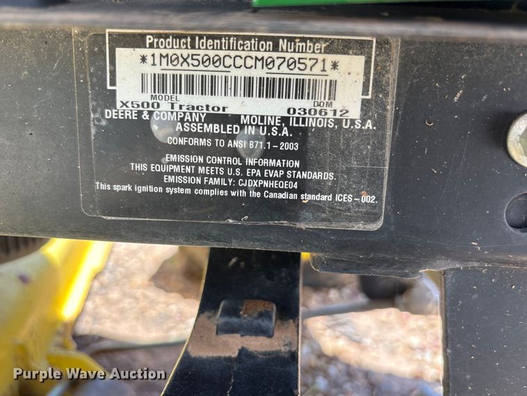 image for item FC2354 John Deere X500 lawn mower