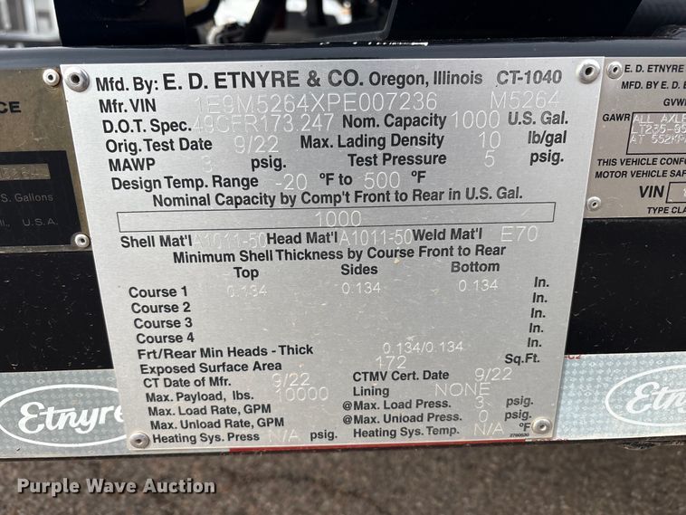 image for item FC2365 2023 E.D. Etnyre & CO M U oil distribution trailer