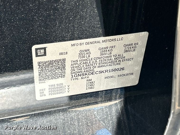 image for item FC2729 2019 Chevrolet Tahoe Police SUV