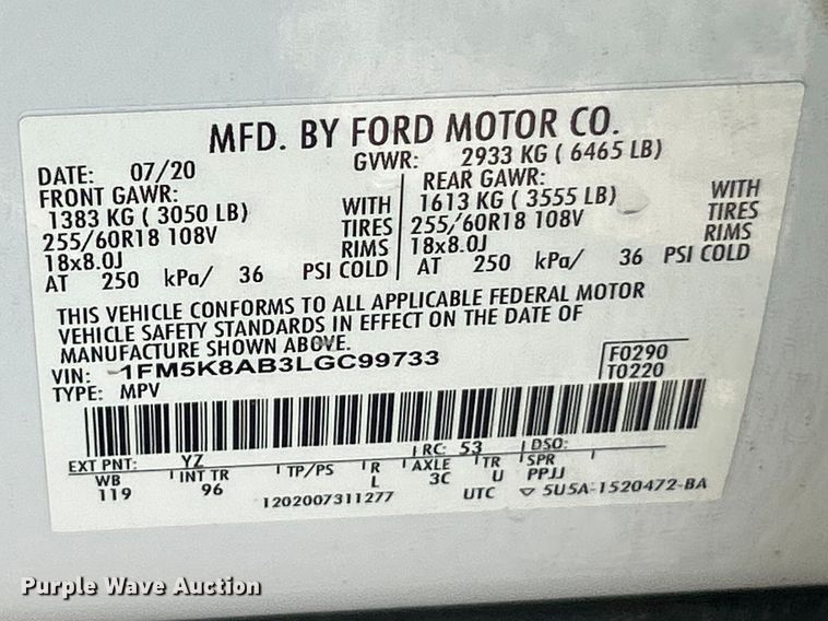 image for item FC2741 2020 Ford Explorer Police Interceptor SUV