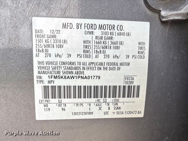 image for item FC4711 2023 Ford Explorer Police SUV