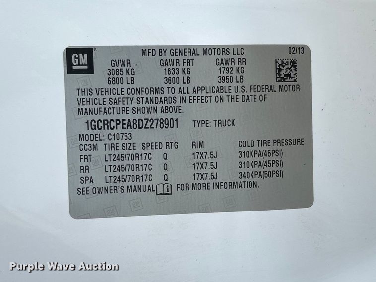 image for item FC5843 2013 Chevrolet Silverado 1500 Ext. Cab pickup truck