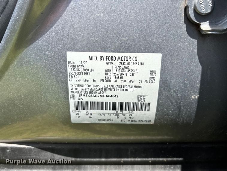 image for item FG0429 2021 Ford Explorer Police SUV
