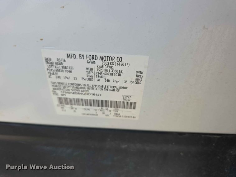 image for item FH6152 2016 Ford Explorer SUV