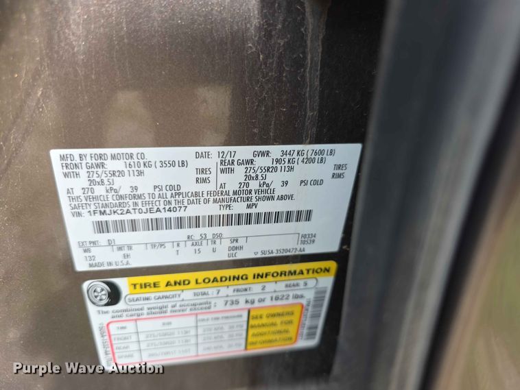 image for item FH6211 2018 Ford Expedition  SUV