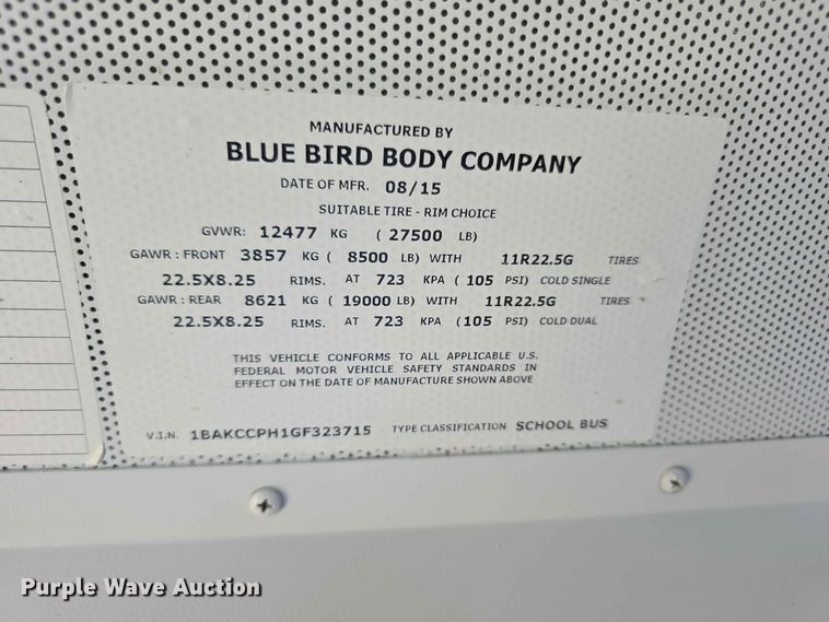 image for item FH6230 2016 Blue Bird school bus