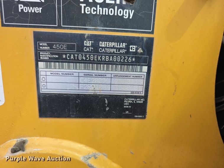 image for item FI0954 2011 Caterpillar 450E backhoe