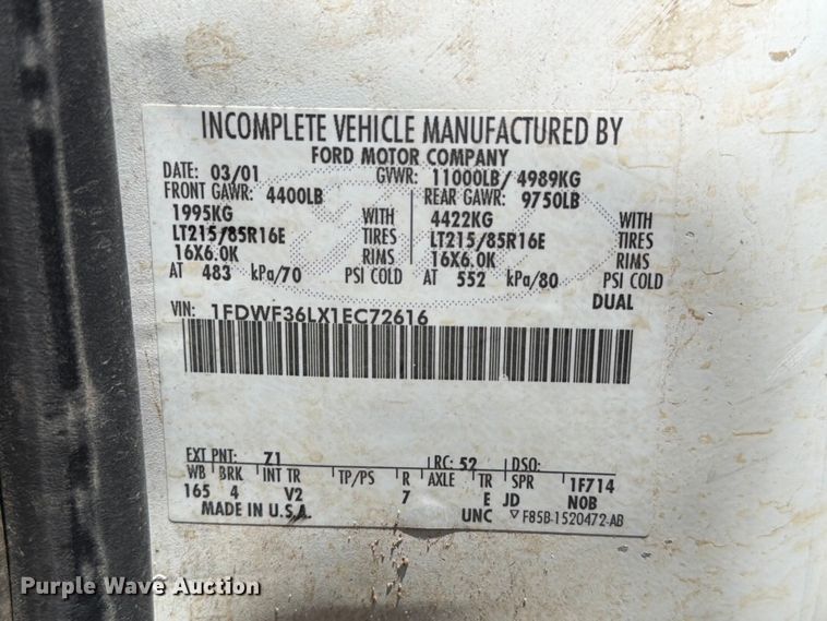 image for item NA9504 2001 Ford F350 Super Duty dump bed pickup truck