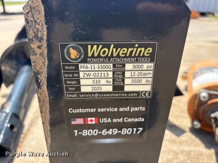 image for item EU5688 2025 Wolverine PFA-11-3300G skid steer auger