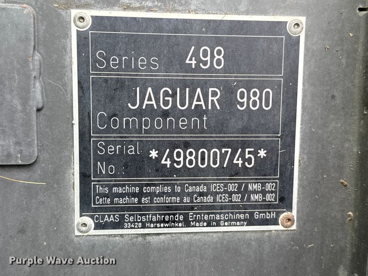 image for item FB6757 2018 Claas Jaguar 980 forage harvester