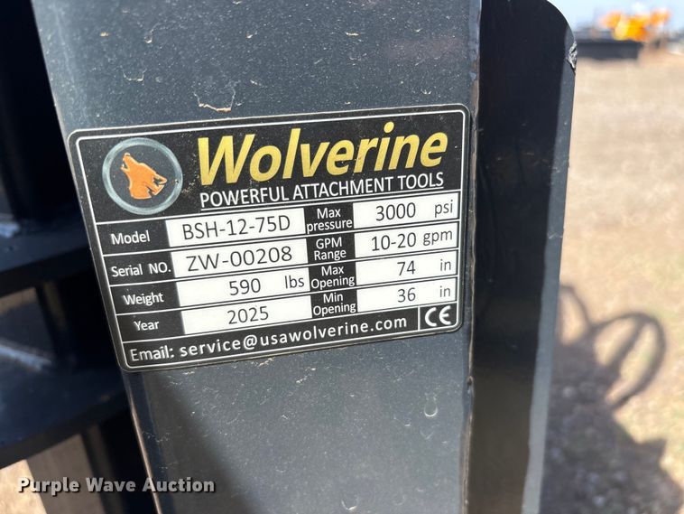 image for item FC2358 2025 Wolverine BSH-12-75D skid steer bale grabber